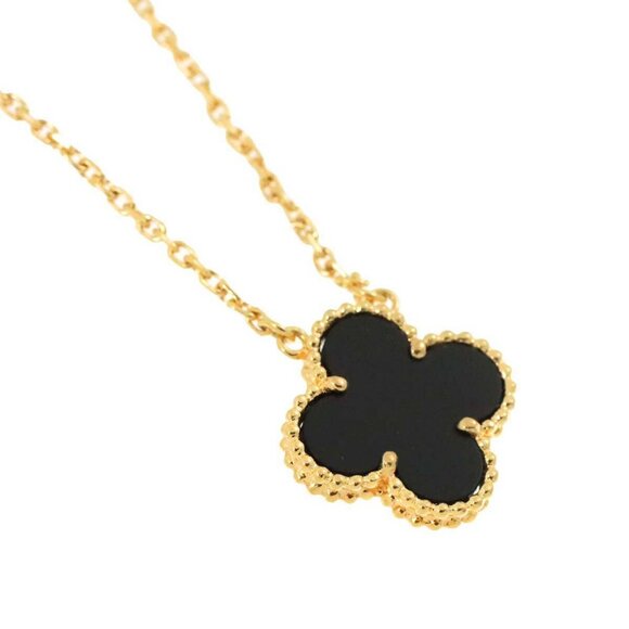 Van Cleef Arpels Vintage Alhambra Onyx Necklace 18K YG 750 90271430 - Picture 3 of 11